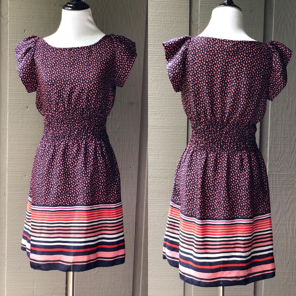 Pinky, Polka Dot Striped Mini Apron Dress